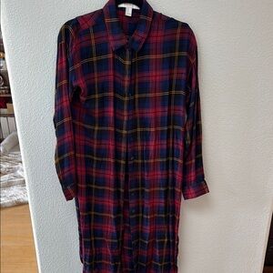 Plaid Button-Up Shirt Dress